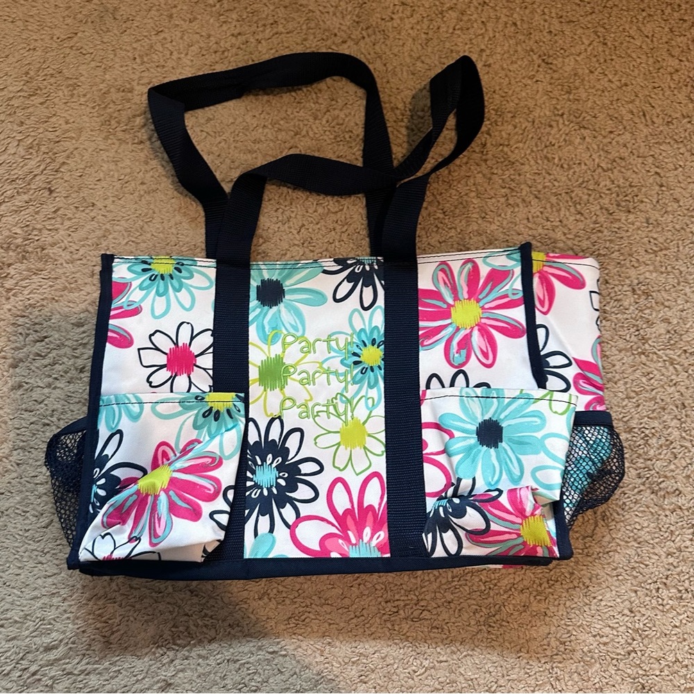 Daisy Floral Zip Top Organizing tote